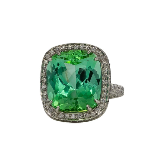 17.57 Carat Tourmaline and diamond ring in platinum