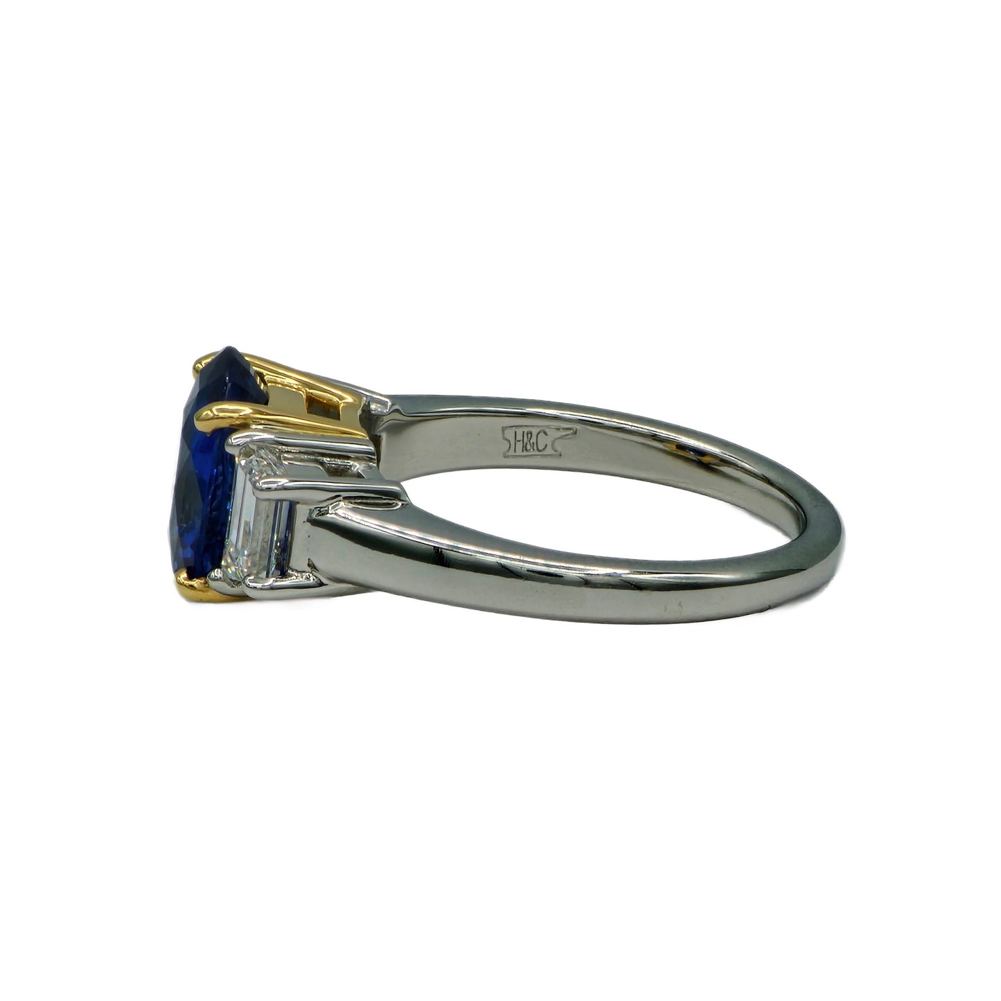 Platinum and 18K Yellow Gold Sapphire and Diamond Ring