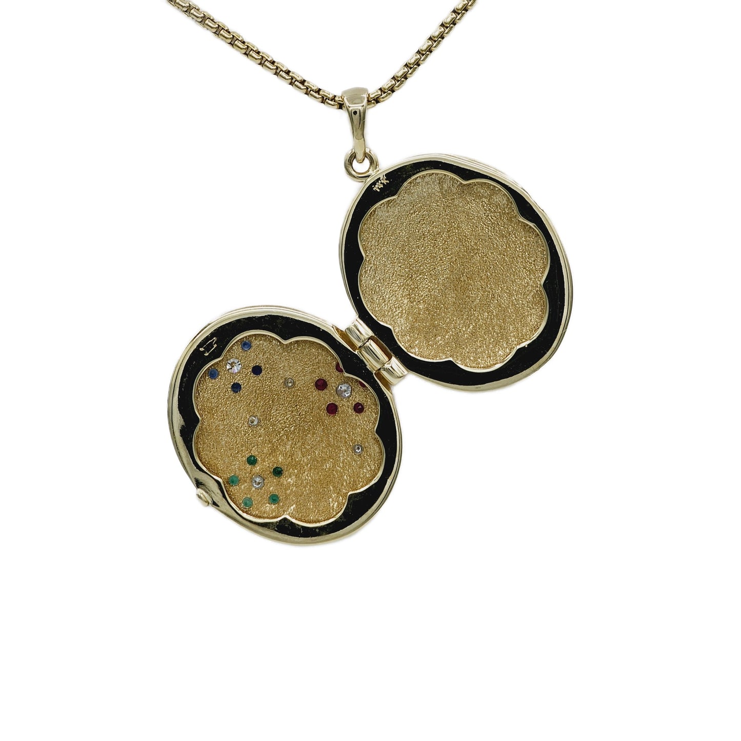 14K Yellow Gold Gemstone Locket