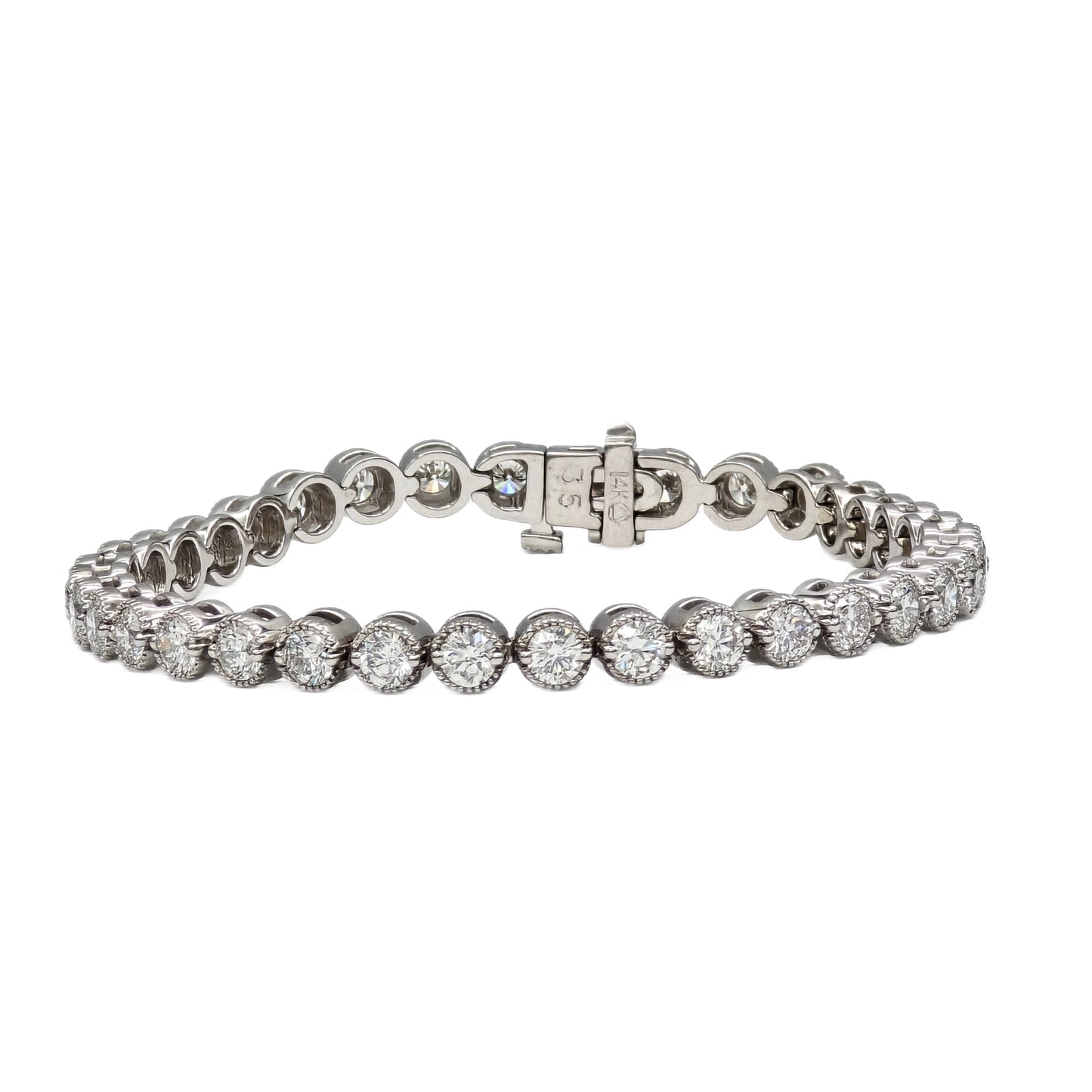 6.60 Carat Total Weight Round Diamond Tennis Bracelet in 14K White Gold