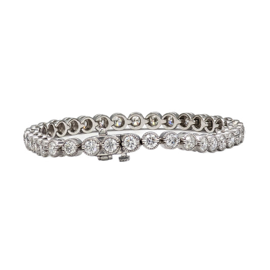 6.60 Carat Total Weight Round Diamond Tennis Bracelet in 14K White Gold