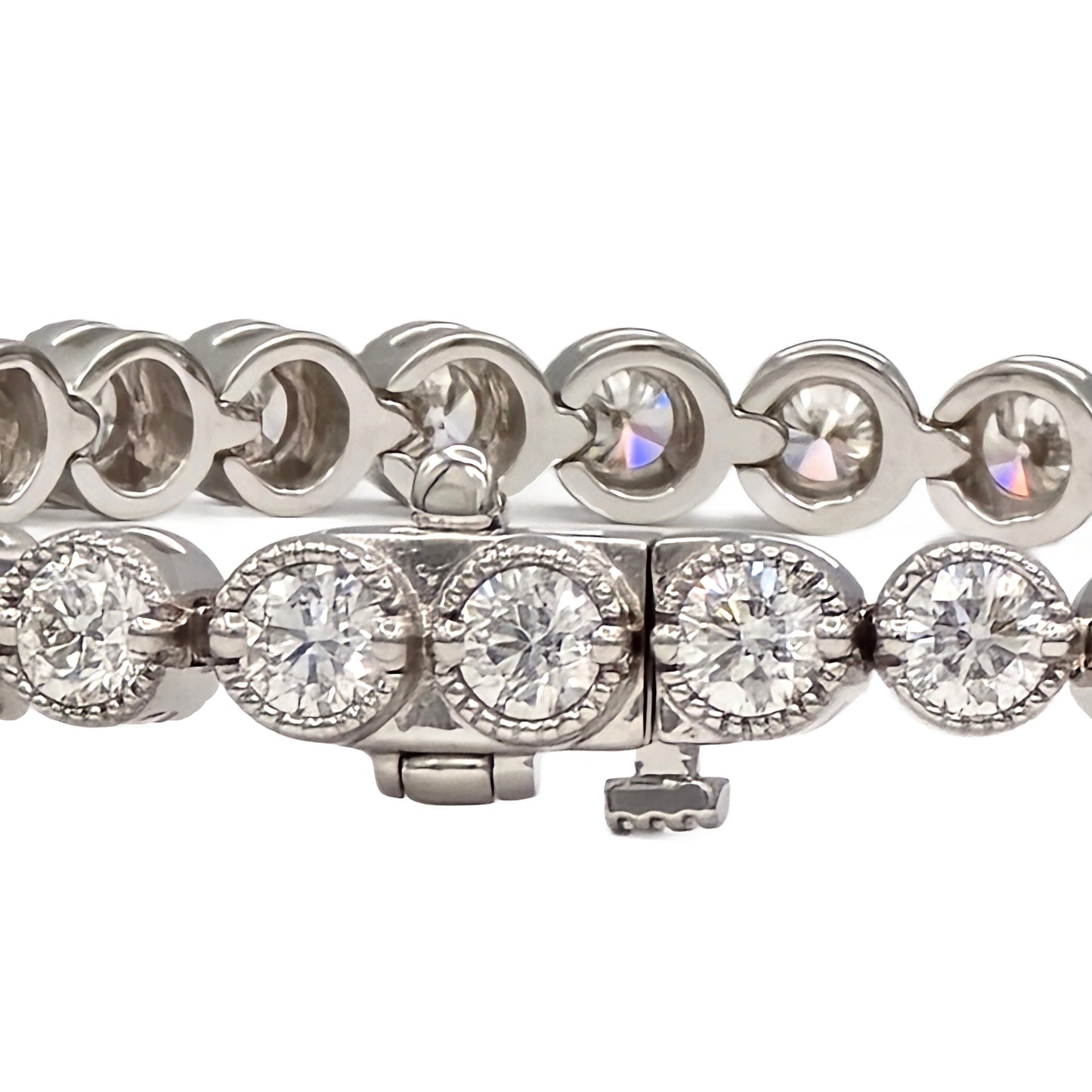 6.60 Carat Total Weight Round Diamond Tennis Bracelet in 14K White Gold