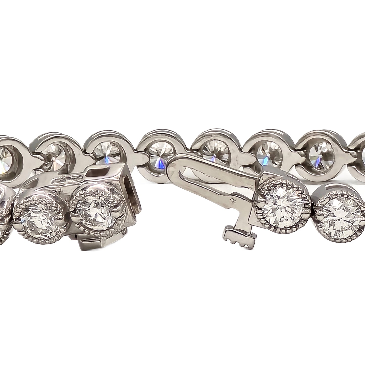6.60 Carat Total Weight Round Diamond Tennis Bracelet in 14K White Gold