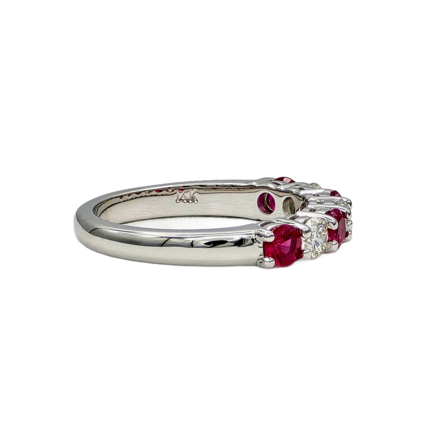 Ruby and Diamond Band in 14K White Gold