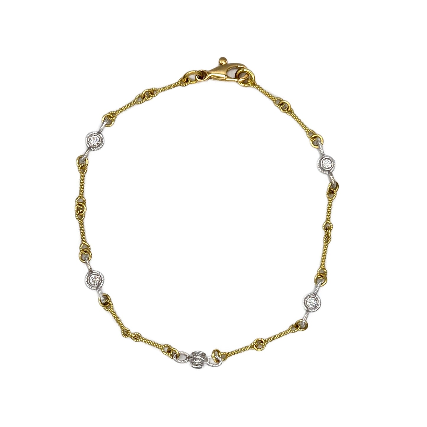 18K Yellow Gold 10=0.35 Carat Total Weight Bezel Set Bracelet