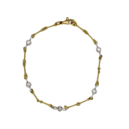 18K Yellow Gold 10=0.35 Carat Total Weight Bezel Set Bracelet