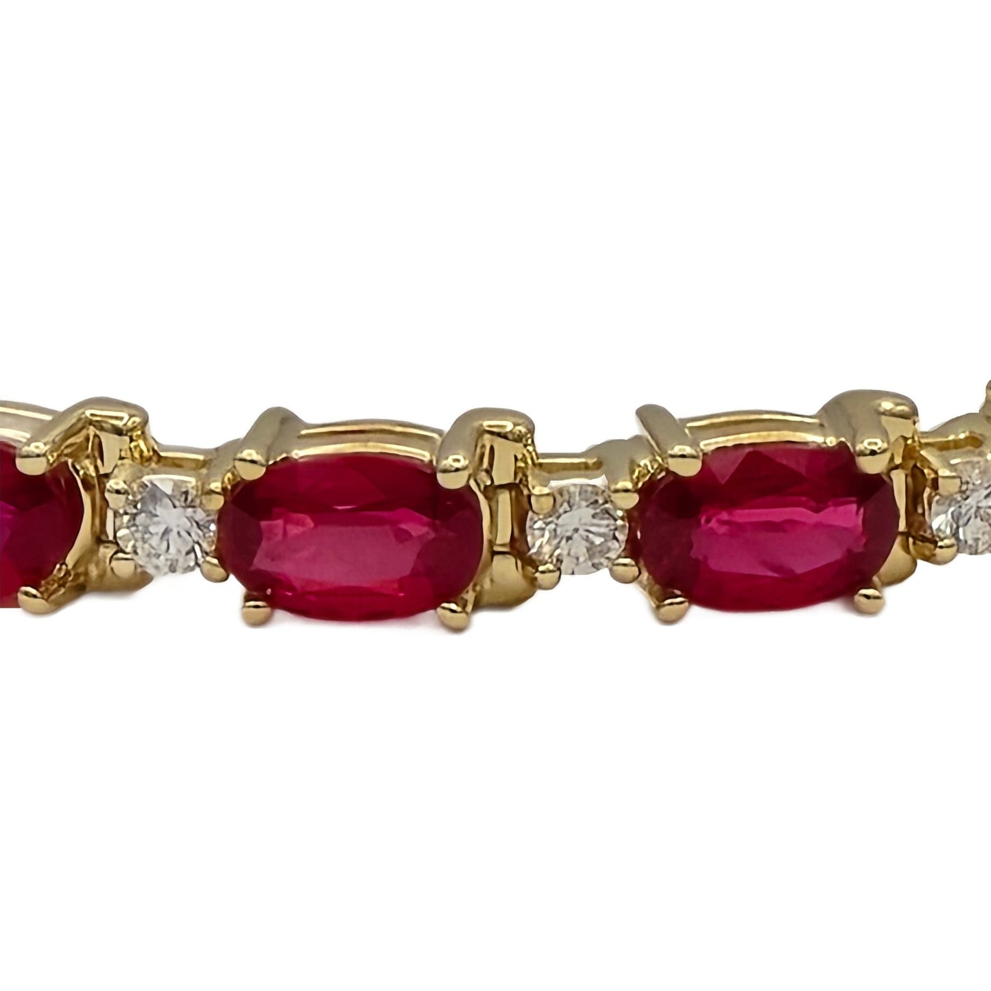 closeup of ruby bracelet link