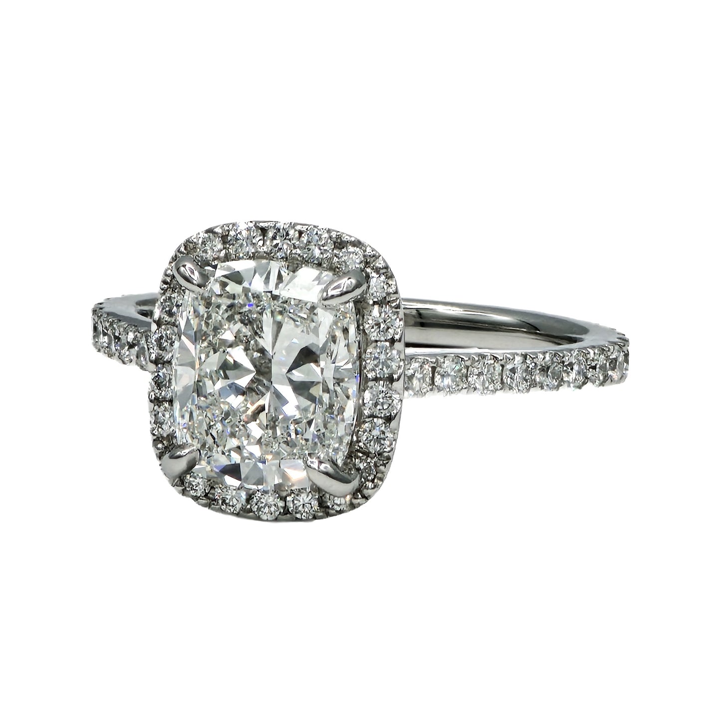 2.50 Carat Cushion Cut G Color VS1 Clarity Diamond Ring in Platinum, GIA Report