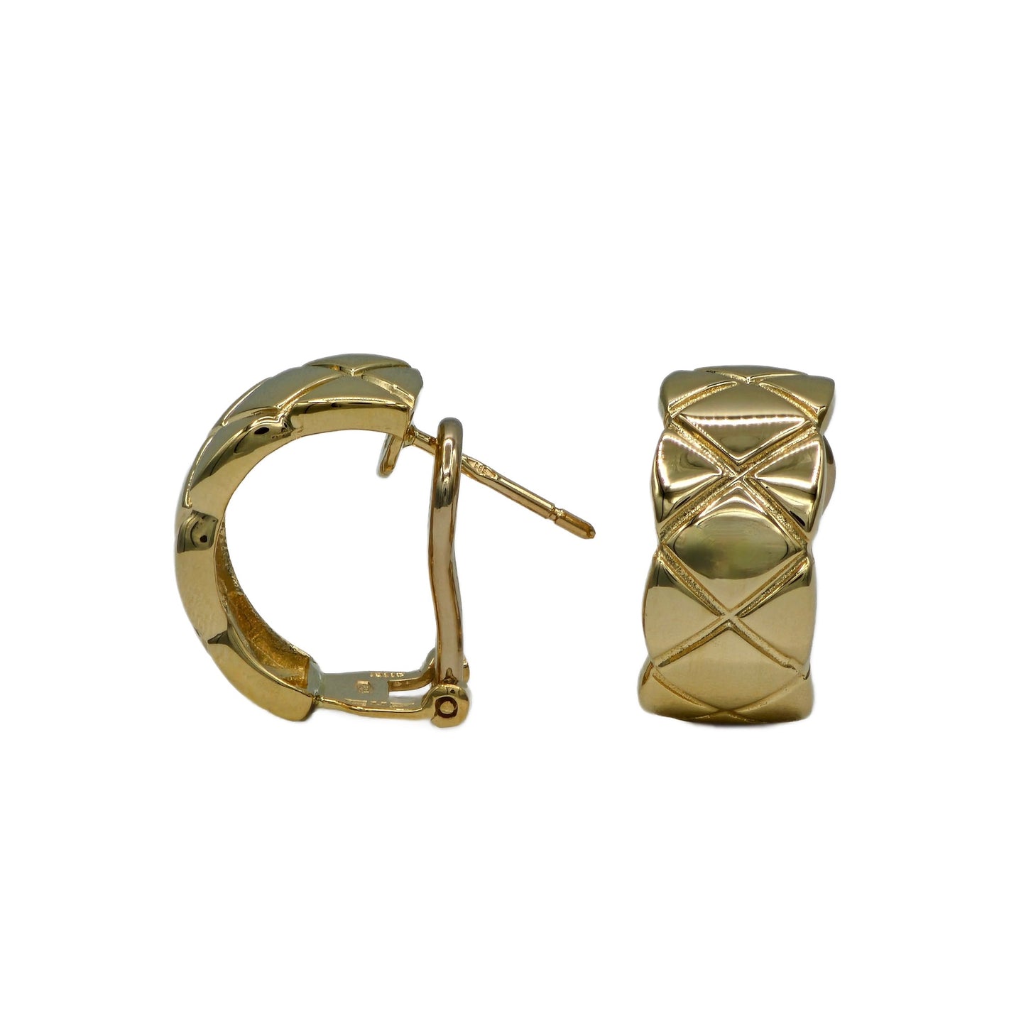Omega Back Hoop Earrings in 14K Yellow Gold