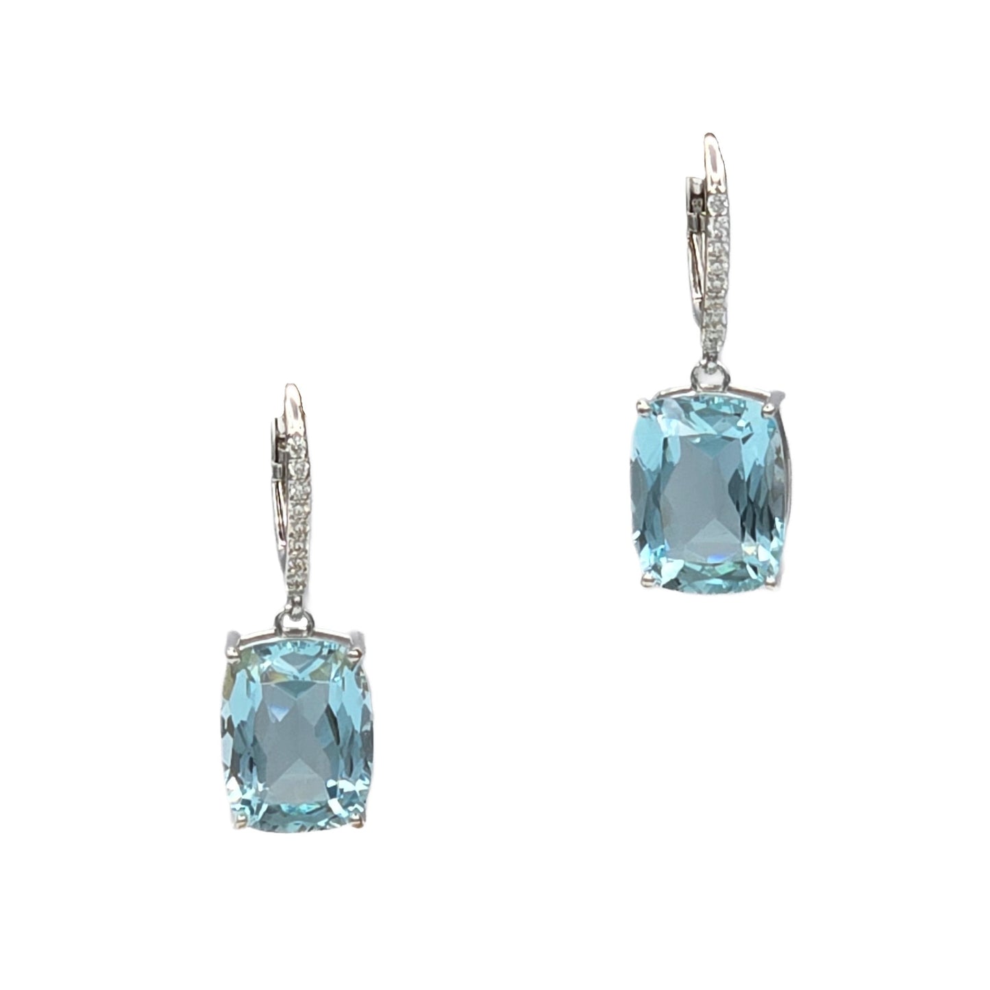 Aquamarine and Diamond Earrings in 18K white gold