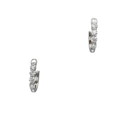 1.06 Carat Total Weight Round Diamond Hoop Earrings