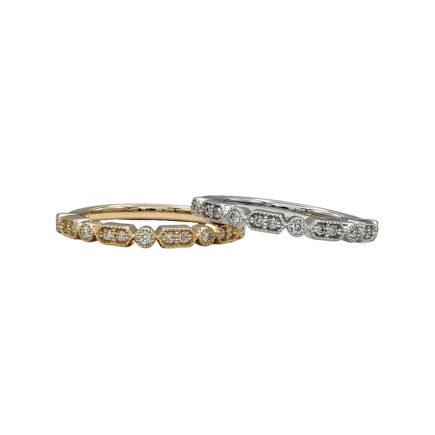 14K vintage diamond wedding bands