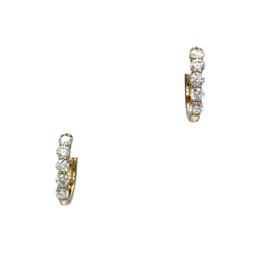 2.32 Carat Total Weight Diamond Hoop Earrings in 18K Yellow Gold