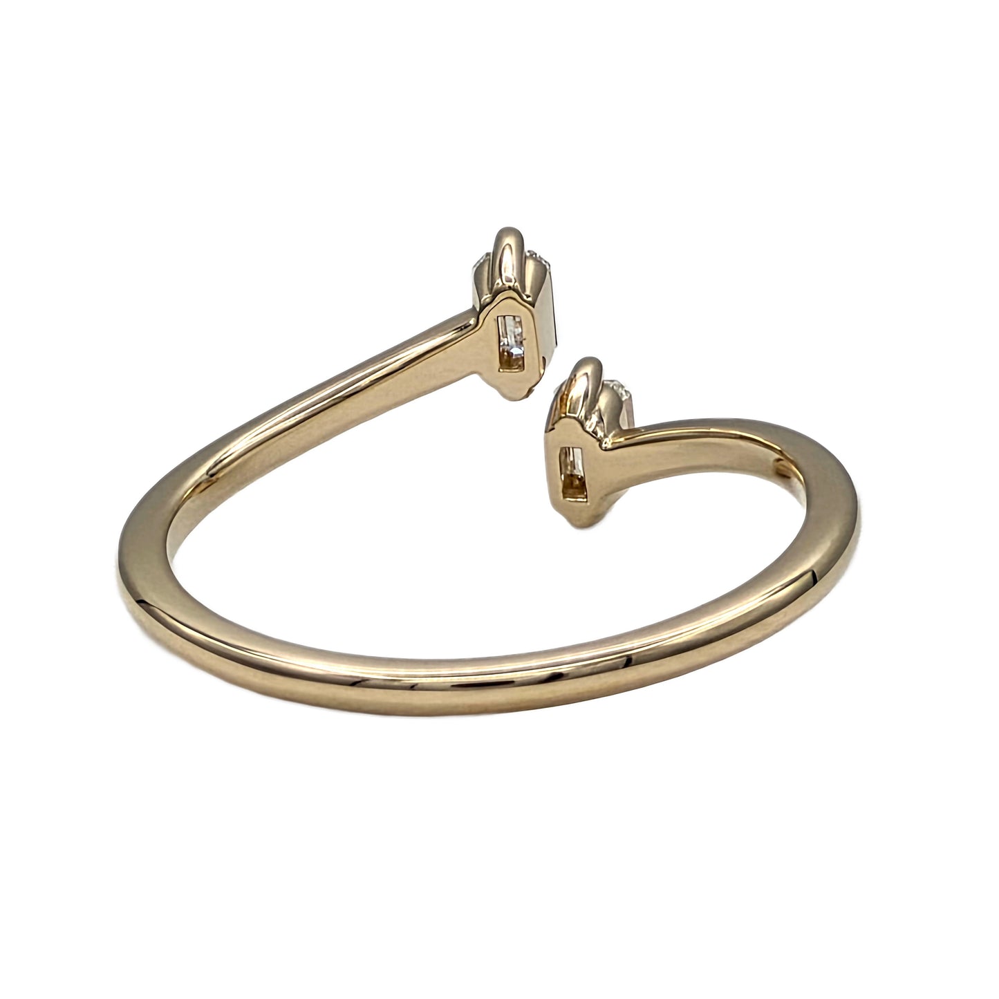 2 emerald cut natural diamond ring in 14K yellow gold