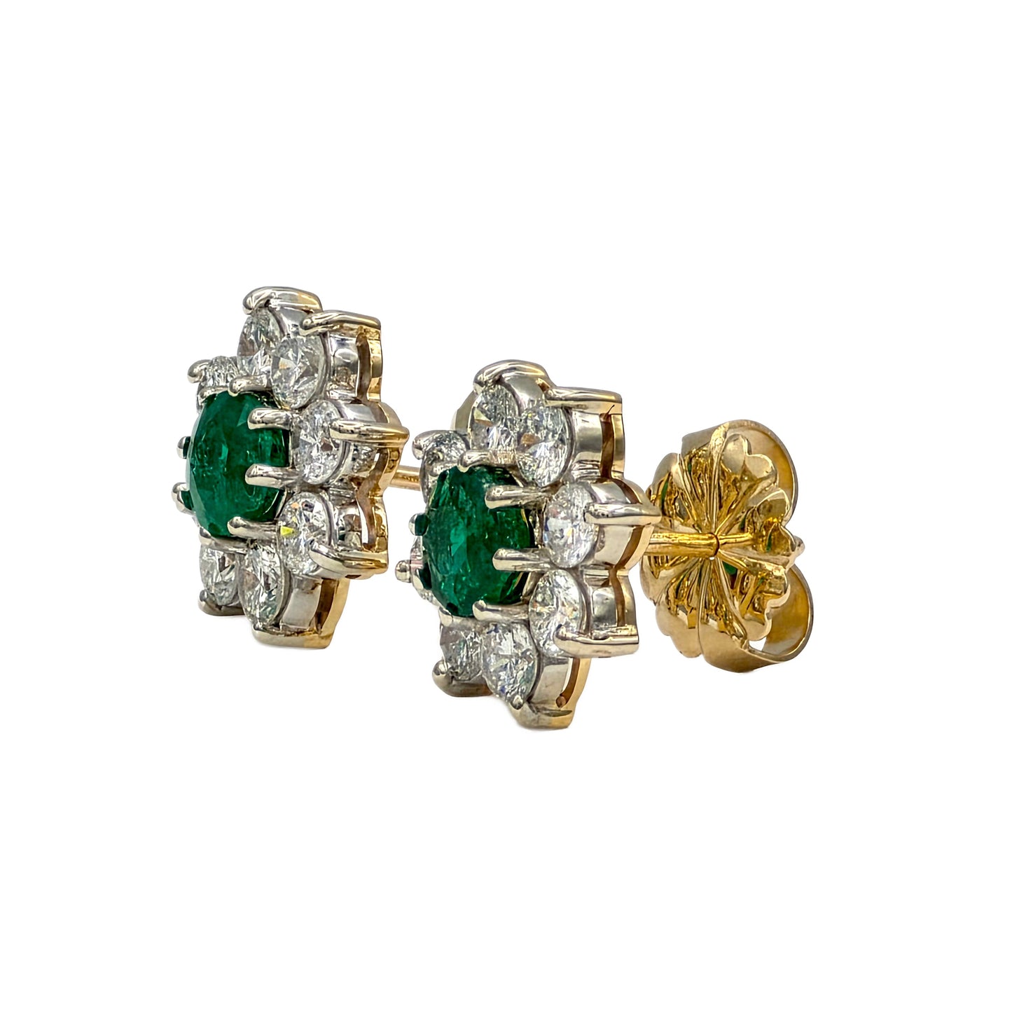 Emerald and Diamond Earrings in 14K Gold