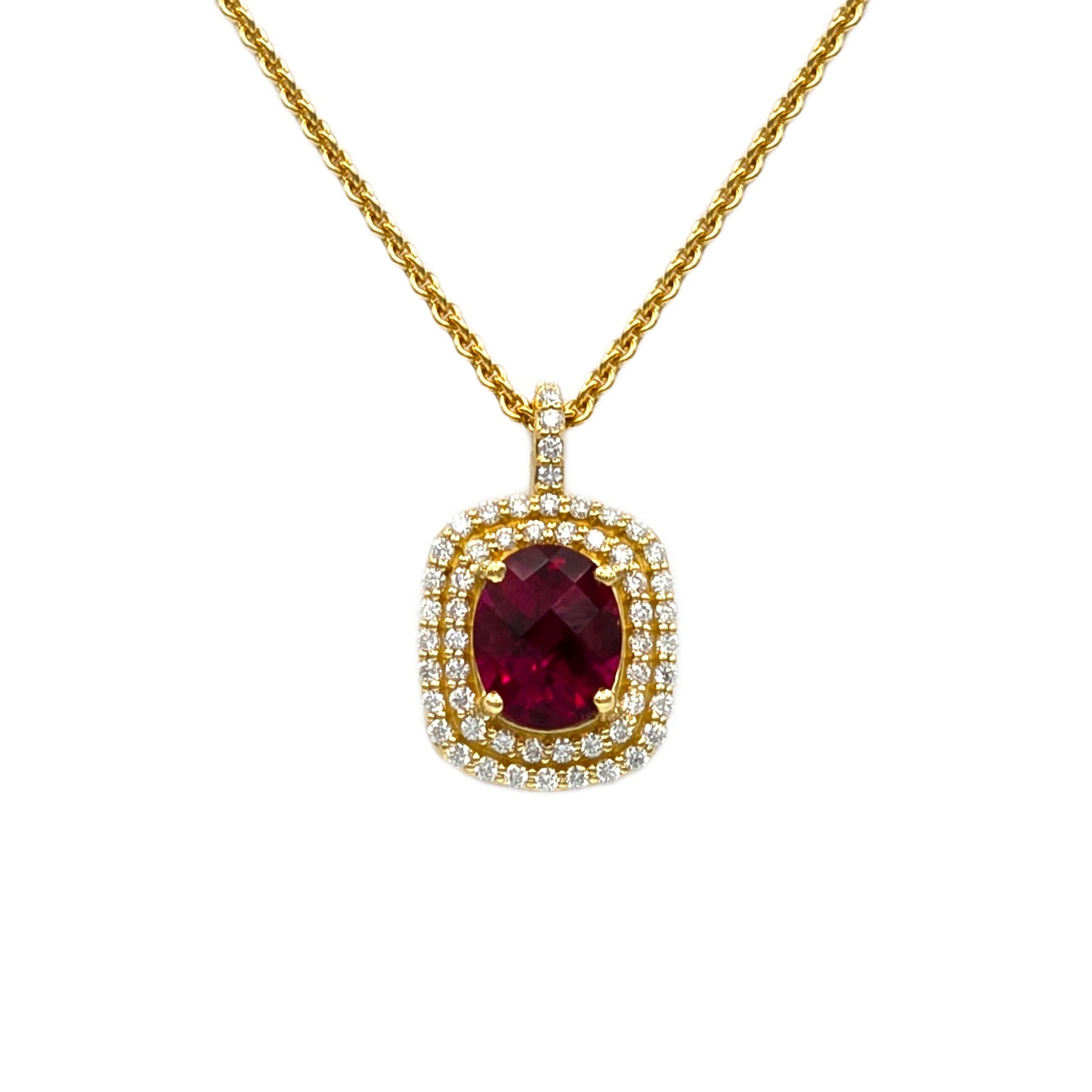 2.52Ct Tourmaline and Diamond Pendant in 18K Yellow Gold