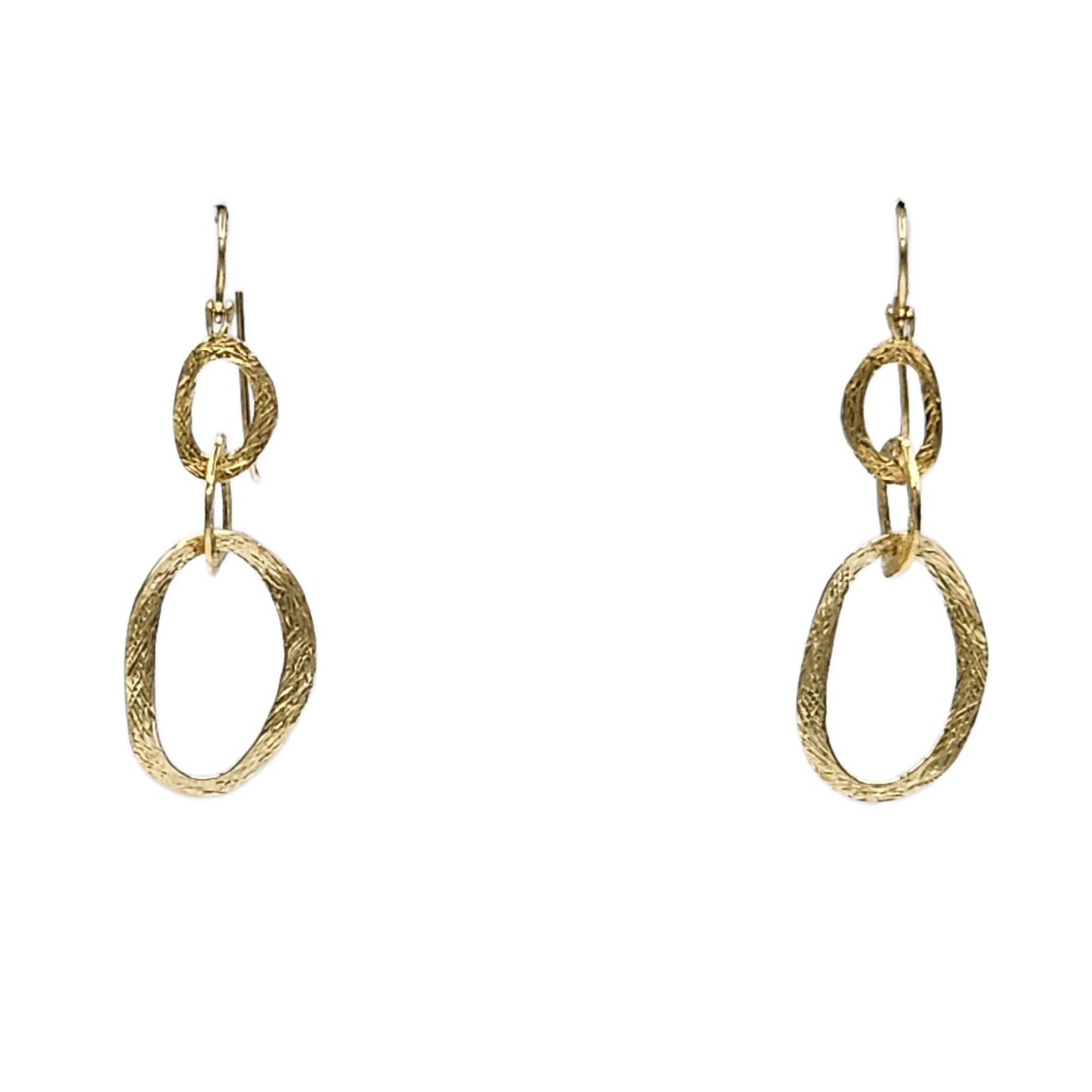 14K Yellow Gold Textured Dangle Earrings