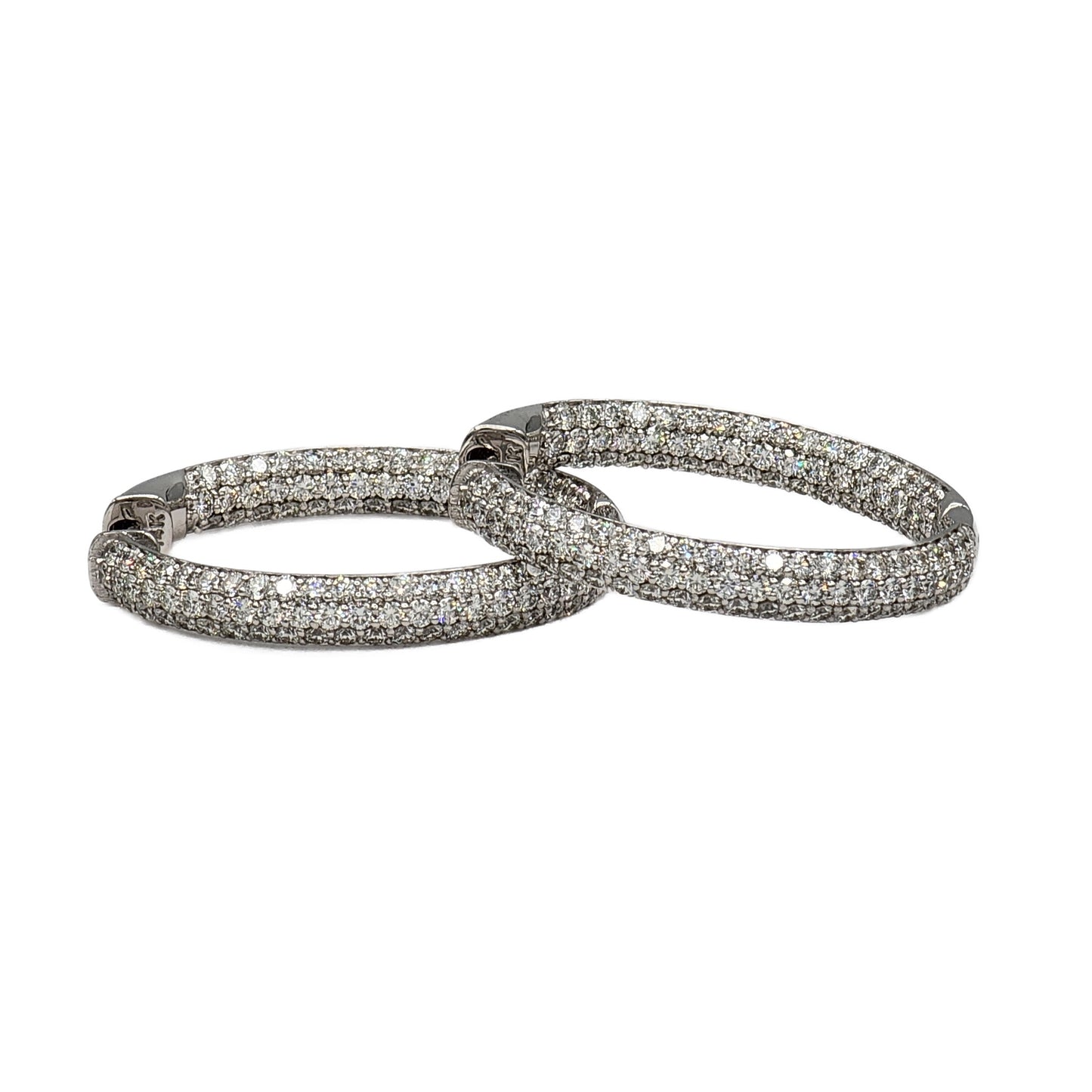 236=3.51 Carat Total Weight Pave Diamond Inside Outside Hoop Earrings in 14K White Gold