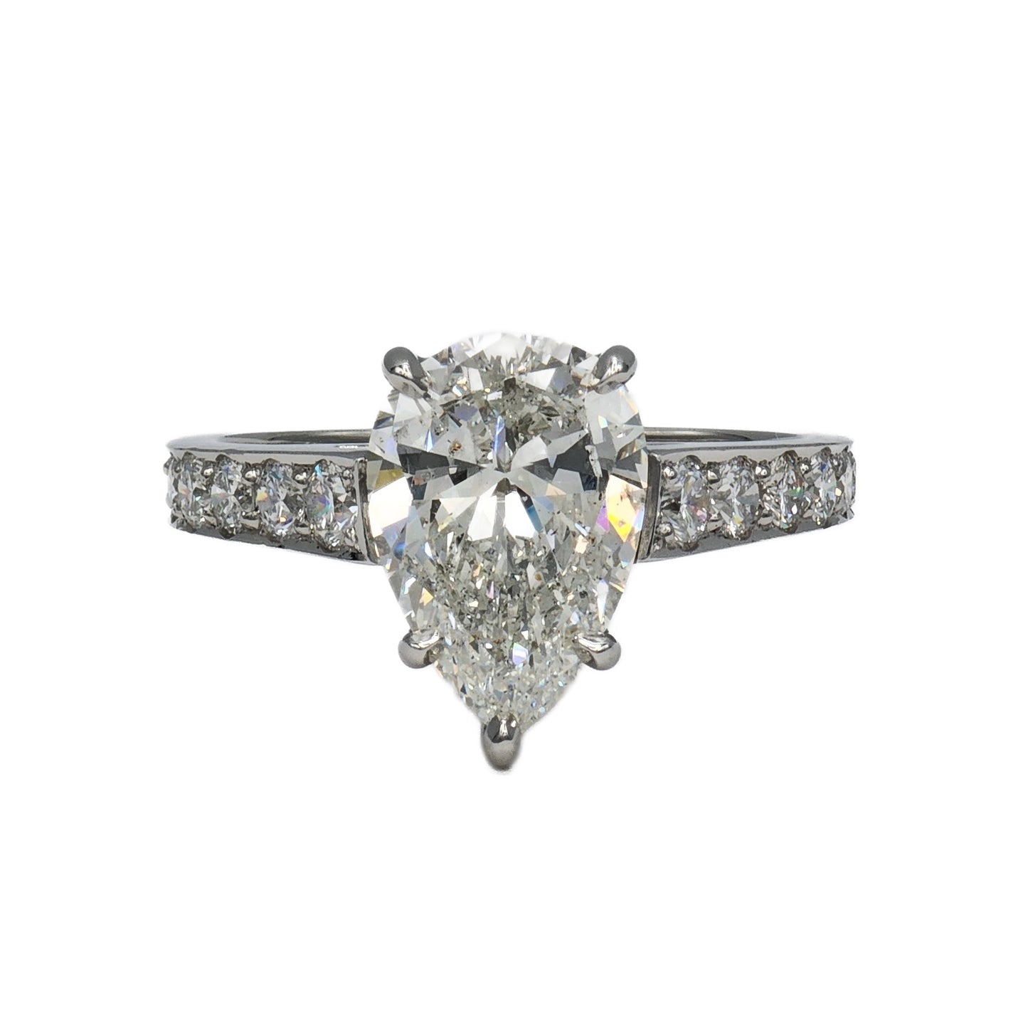 Platinum 3.33 Carat Pear Shape Diamond Ring