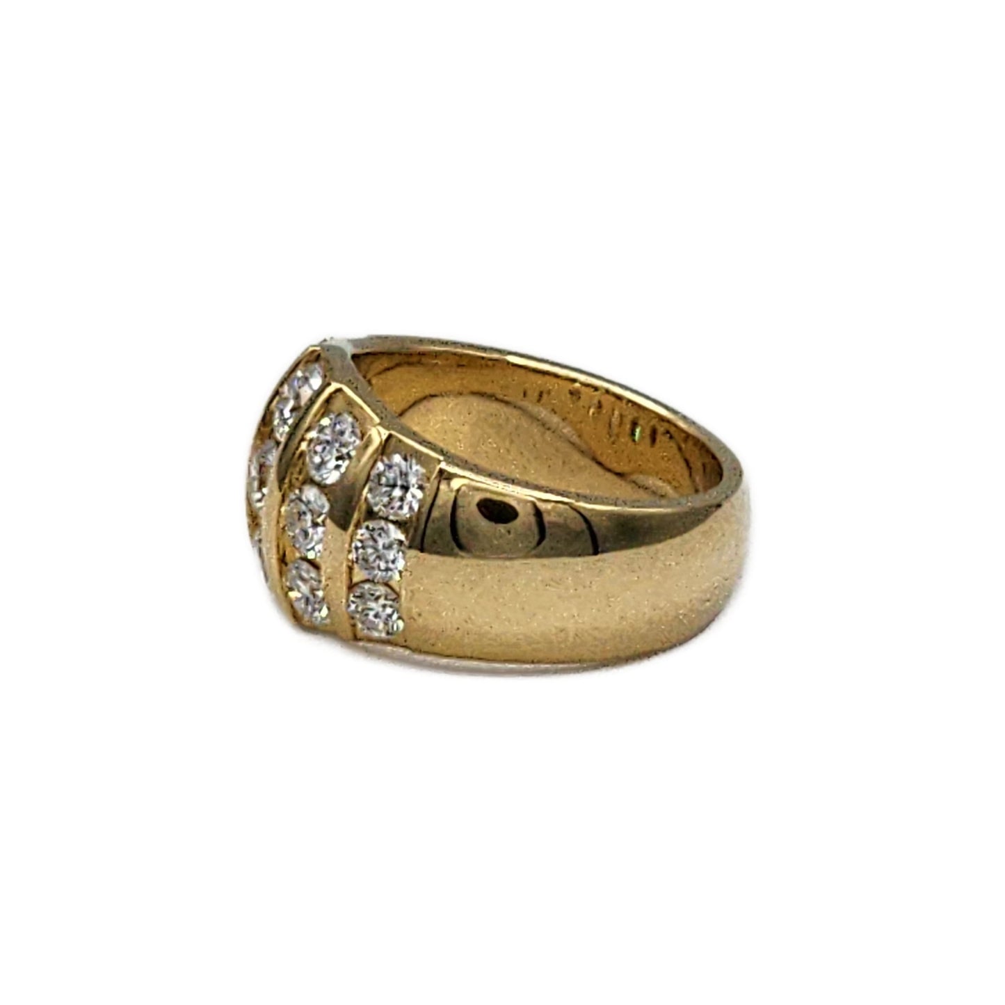 18K Yellow Gold Multi Row Diamond Channel Band