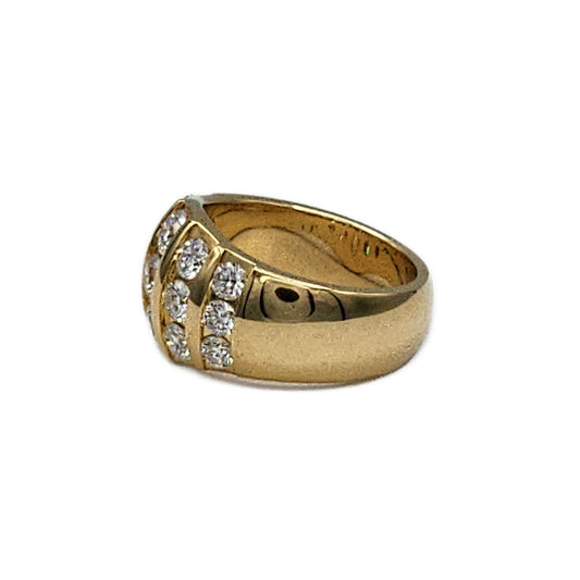 18K Yellow Gold Multi Row Diamond Channel Band