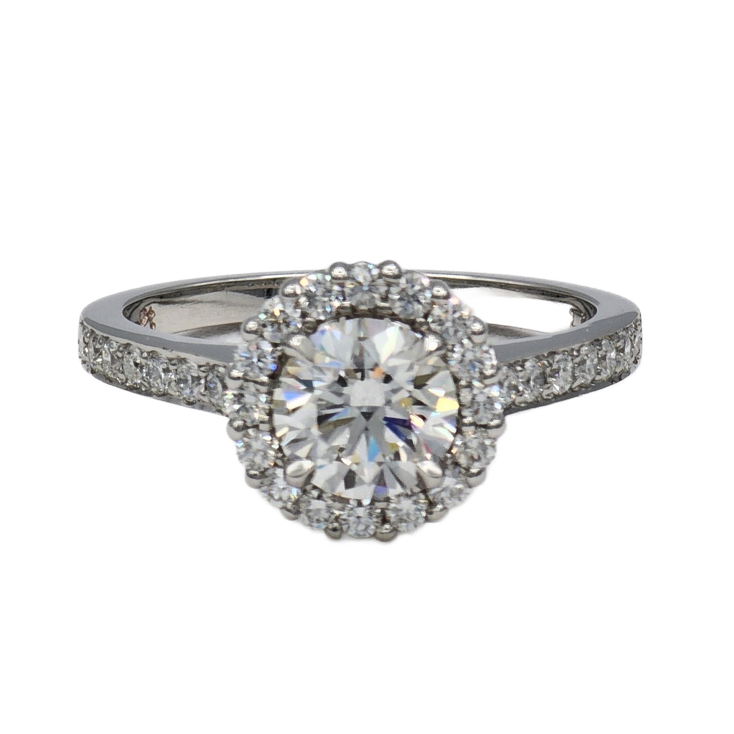 Platinum Round Brilliant Cut Diamond Halo Ring