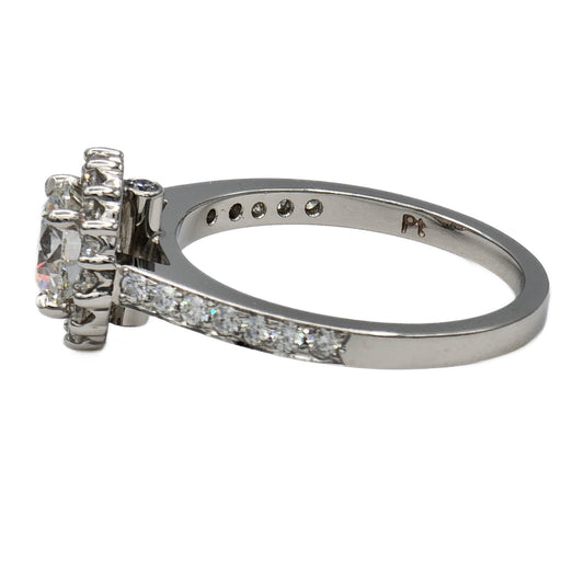 Platinum Round Brilliant Cut Diamond Halo Ring
