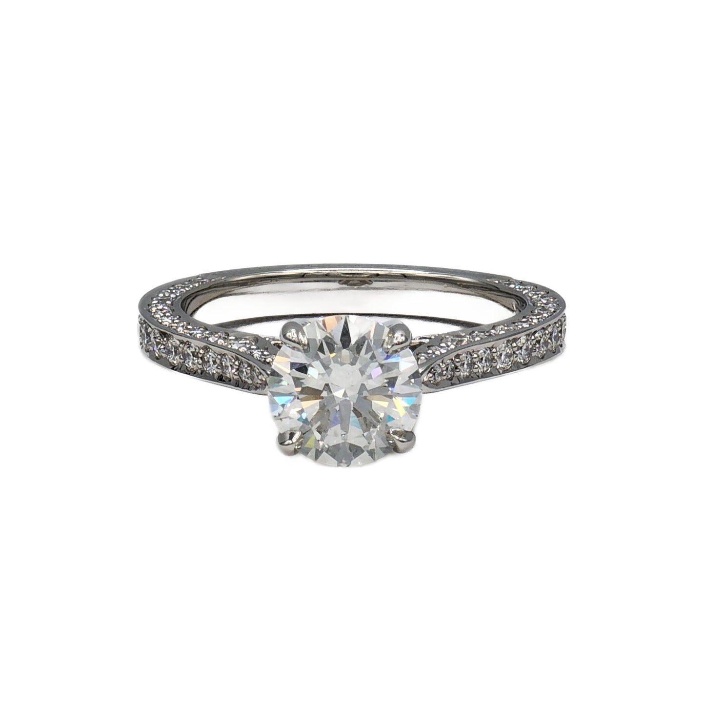 1.50 Carat G/SI2 Round Diamond Ring in Platinum, GIA Report
