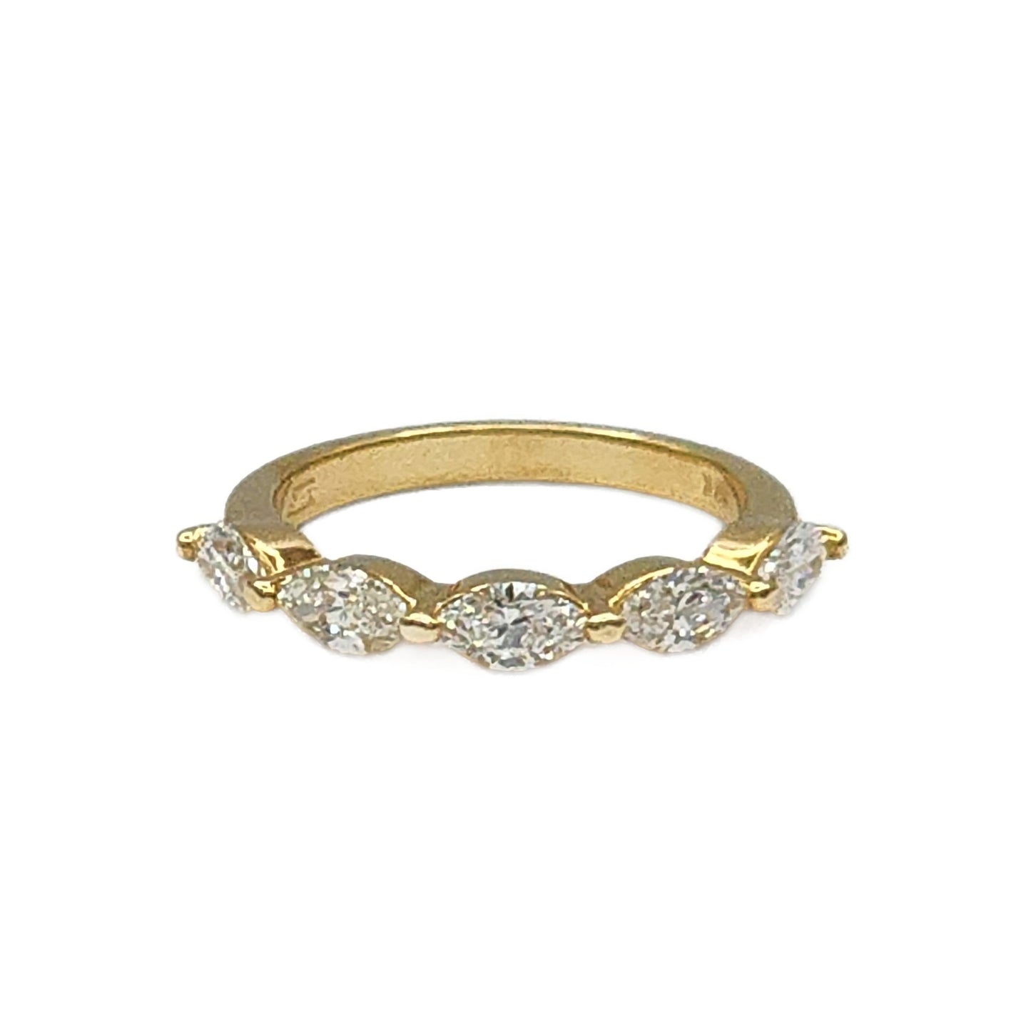 5=1.19 Carat Total Weight Marquise Diamond Band in 18K Yellow Gold