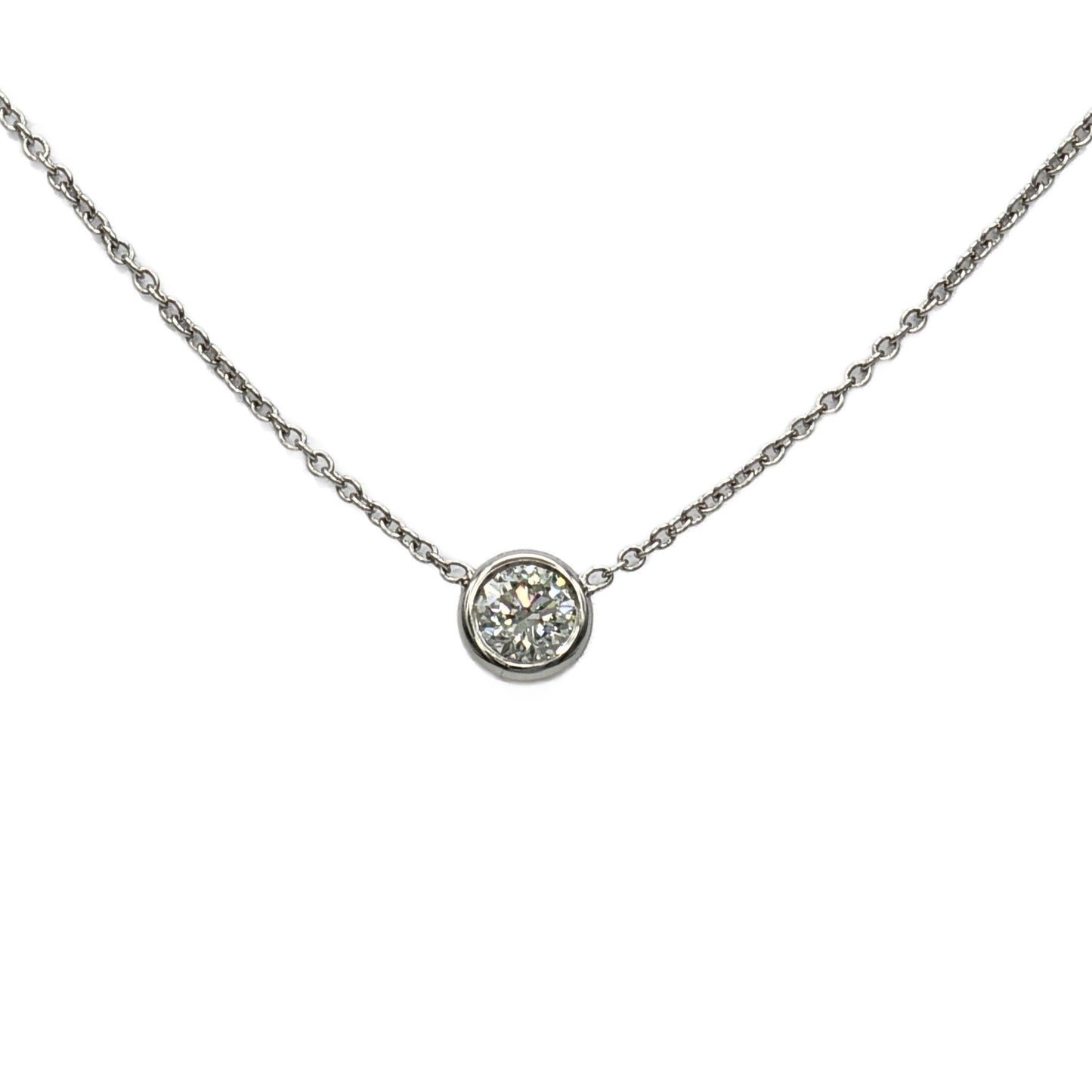 0.34 Carat Round Brilliant Cut Diamond Bezel Set Pendant in Platinum