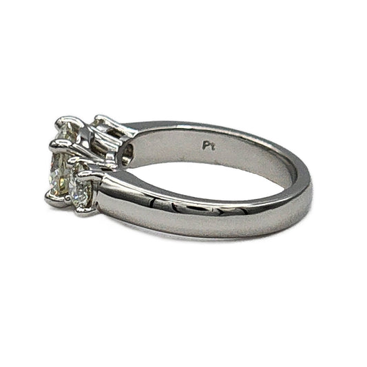 1.51 Carat J/VS2 Round Diamond and 2=0.70 Carat Round Diamond Ring in Platinum, GIA Report