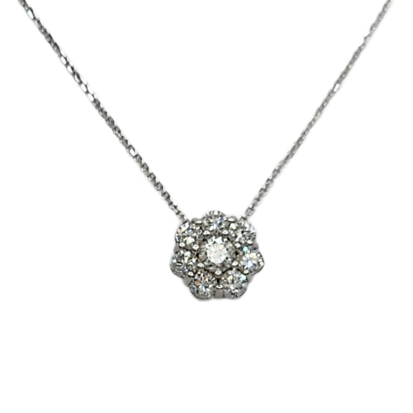 14K White Gold Diamond Cluster Pendant