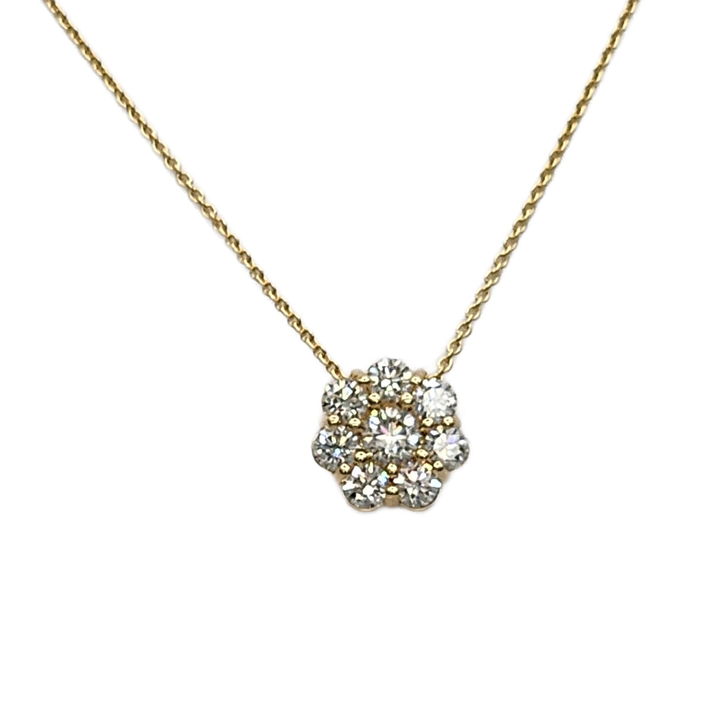 14K Yellow Gold Diamond Cluster Pendant