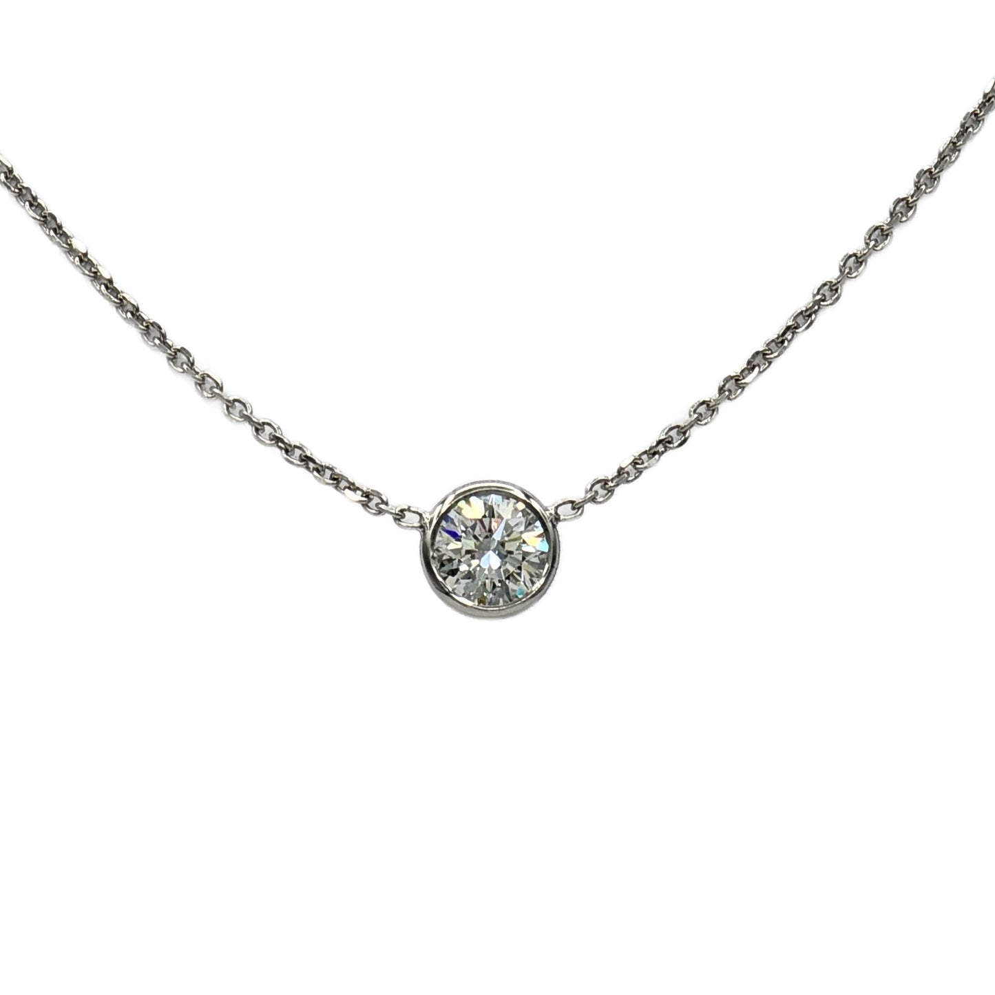 Platinum Round Diamond Bezel Pendant