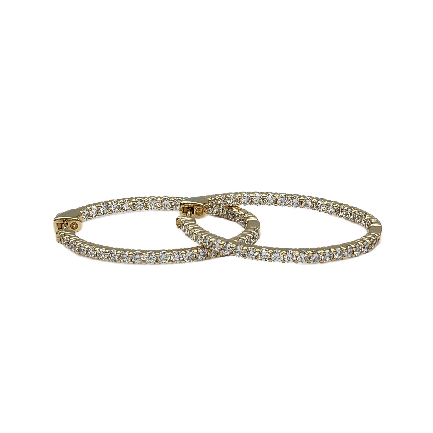 14K Yellow Gold 2.53Ctw Diamond Hoop Earrings