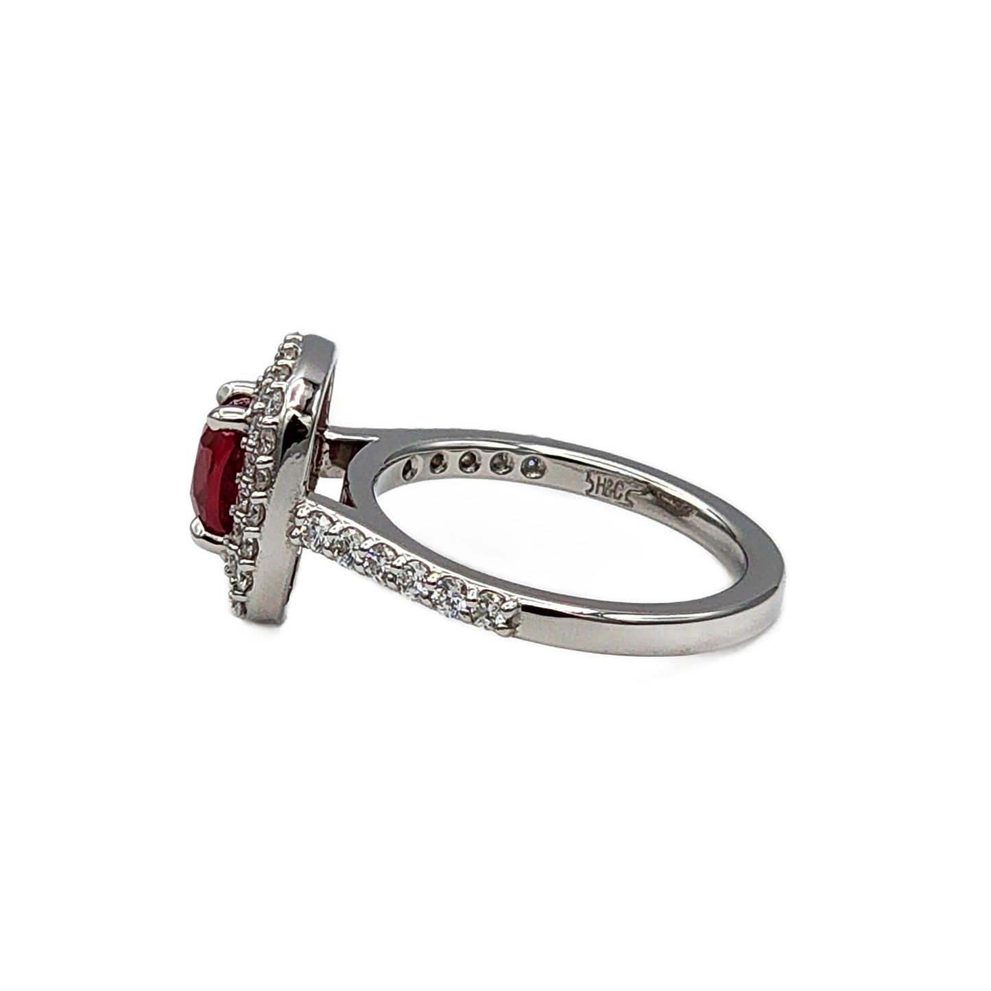Platinum 1.53 Carat Unheated Cushion Cut Ruby Ring