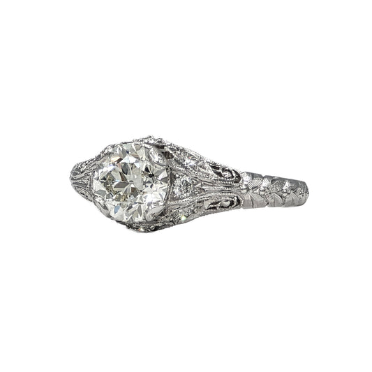1.09 Carat European Cut diamond in 18K white gold Whitehouse Brothers Ring