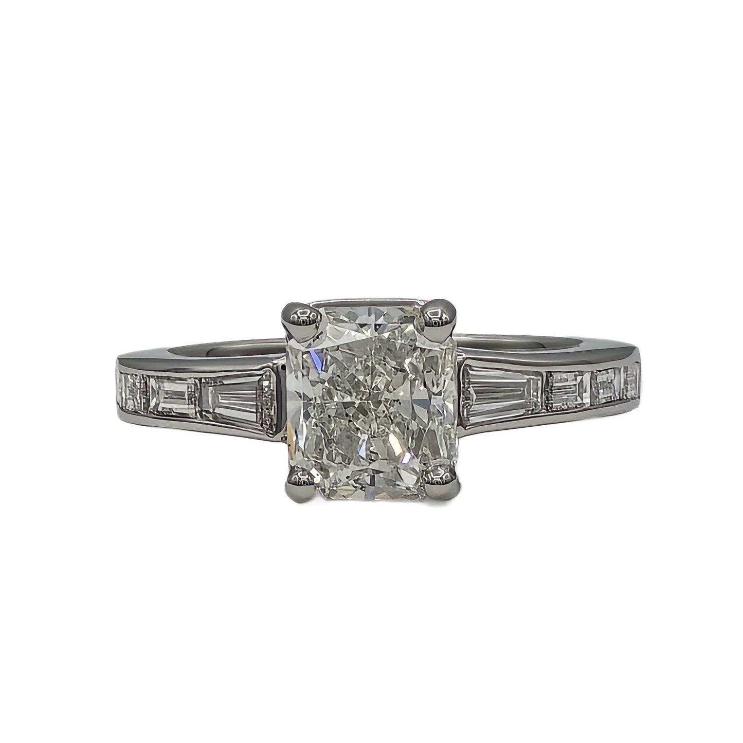 Platinum 2.31 Carat Radiant Cut Diamond Channel Set Ring
