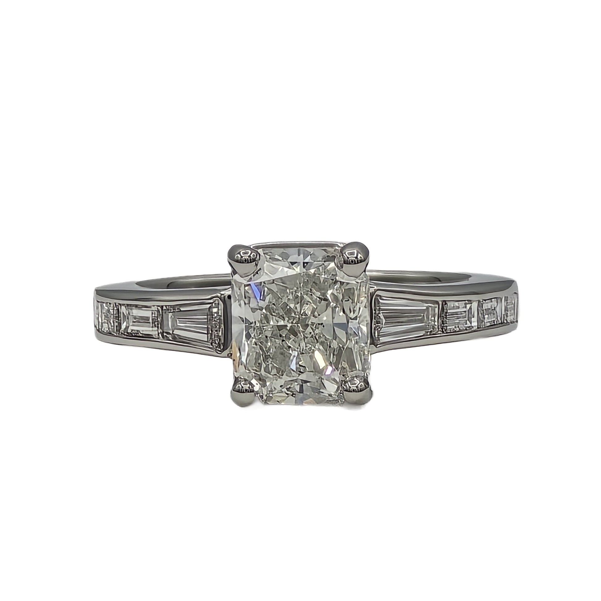 Platinum 2.31 Carat Radiant Cut Diamond Channel Set Ring