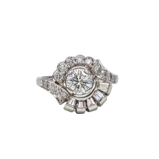 Retro Diamond Ring by Whitehouse Brothers in Platinum