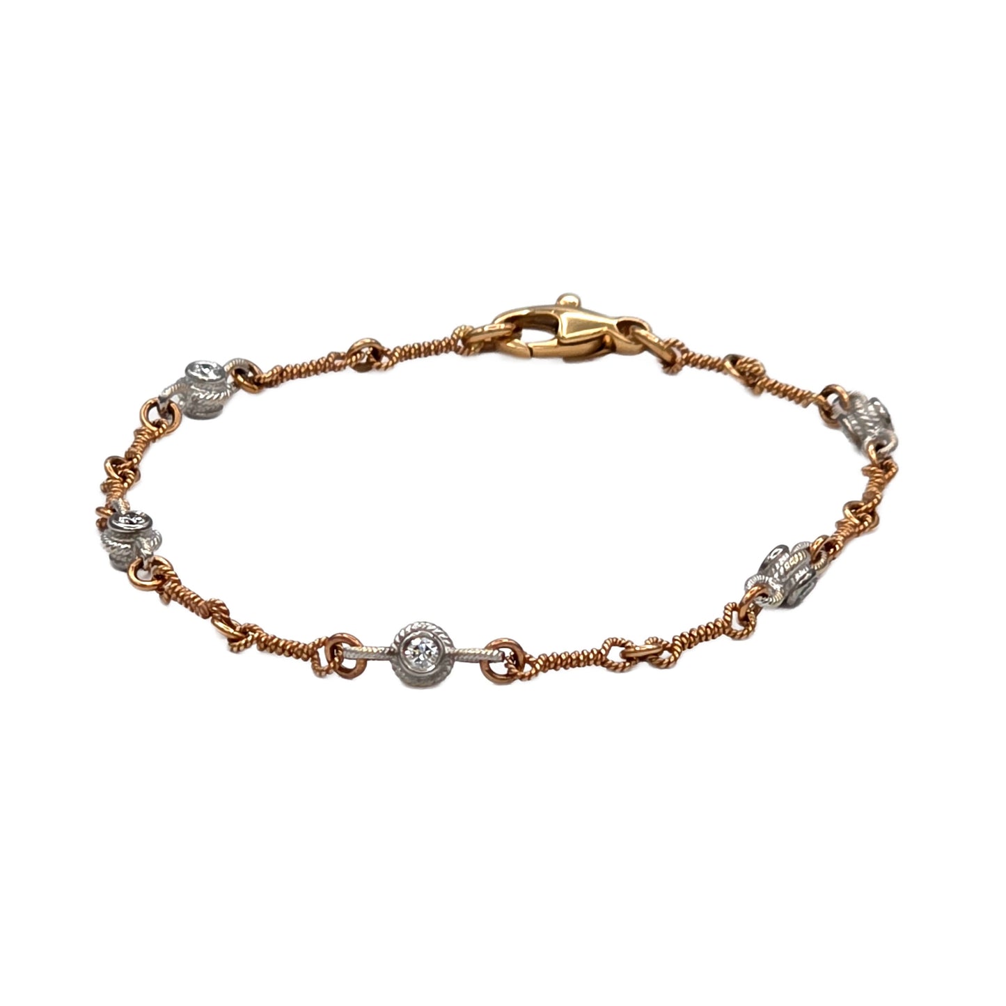 18K Rose Gold Bezel Set Diamond Bracelet