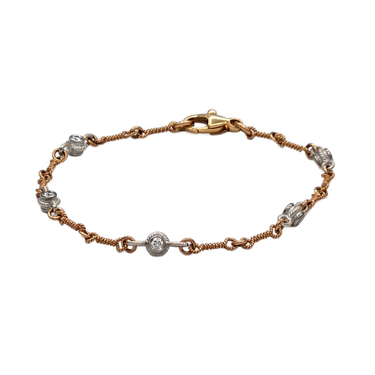 18K Rose Gold Bezel Set Diamond Bracelet