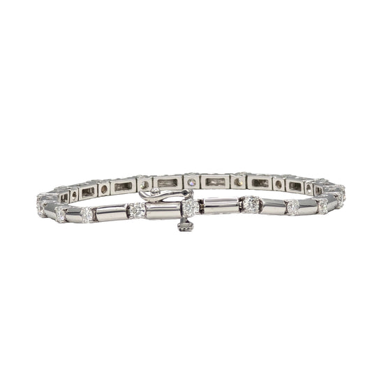 1.88 Carat Total Weight Round Diamond Bracelet in 14K White Gold