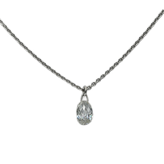 14K White Gold Diamond Briolette Pendant