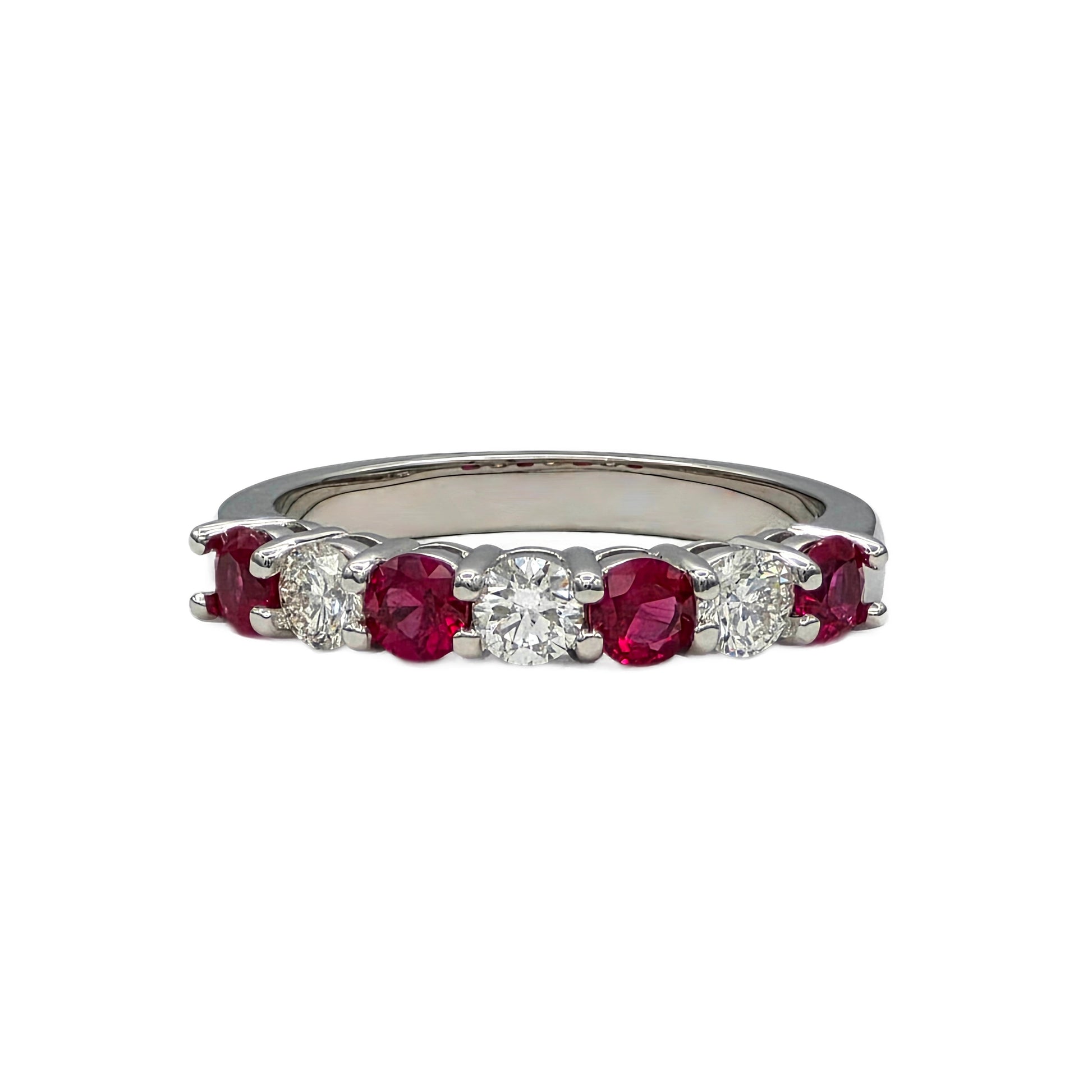 Ruby and Diamond Band in 14K White Gold