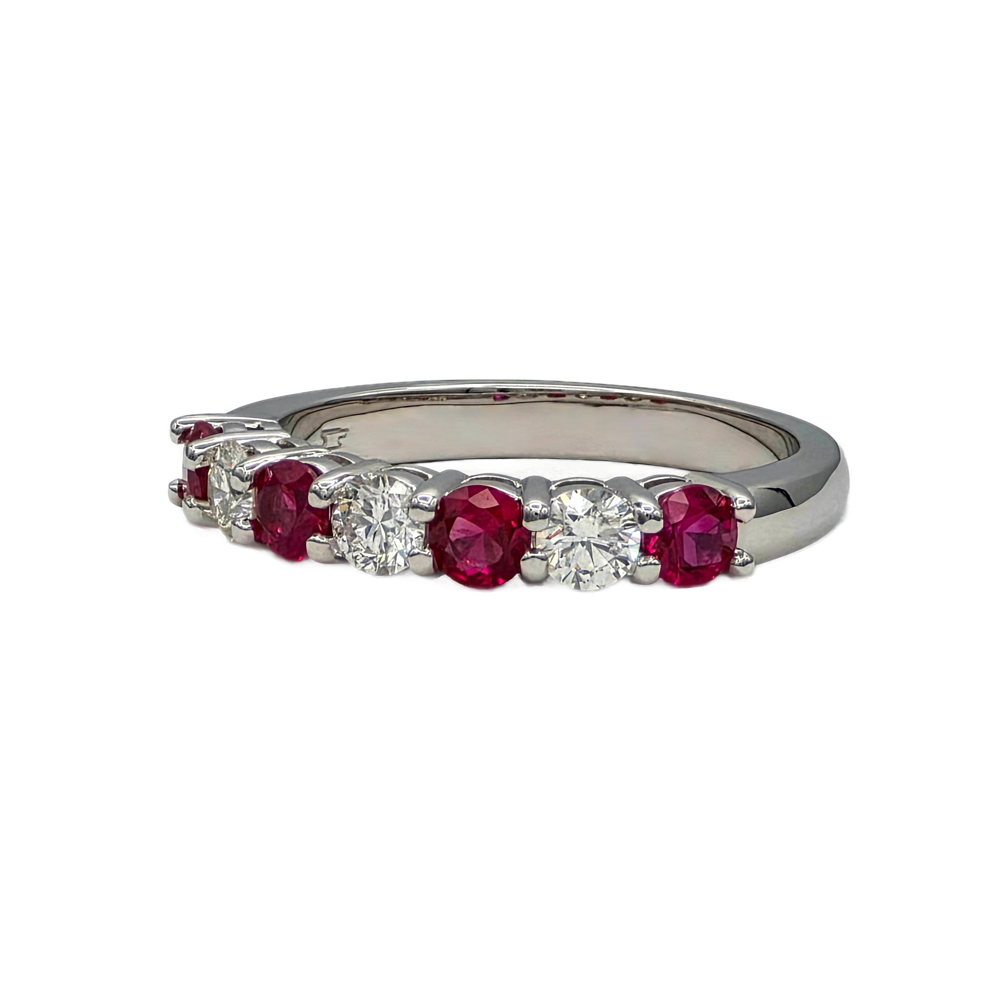 Ruby and Diamond Band in 14K White Gold