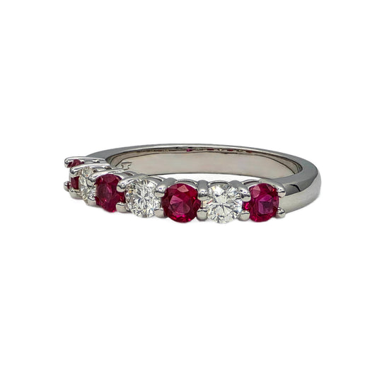 Ruby and Diamond Band in 14K White Gold