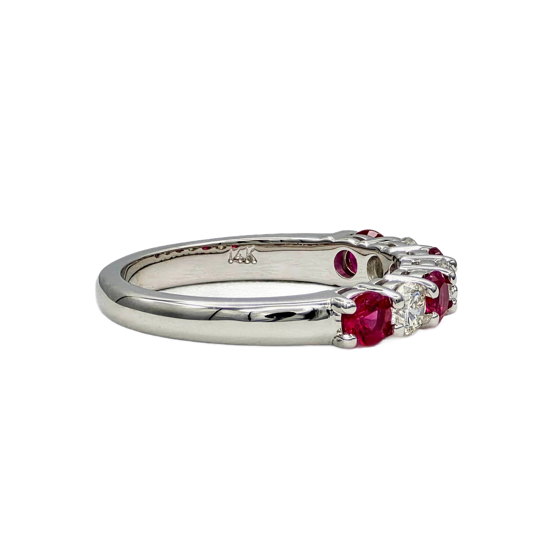 Ruby and Diamond Band in 14K White Gold