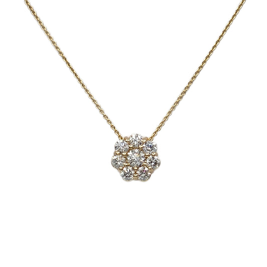 0.74 Carat total weight round diamond cluster pendant in 14K yellow gold