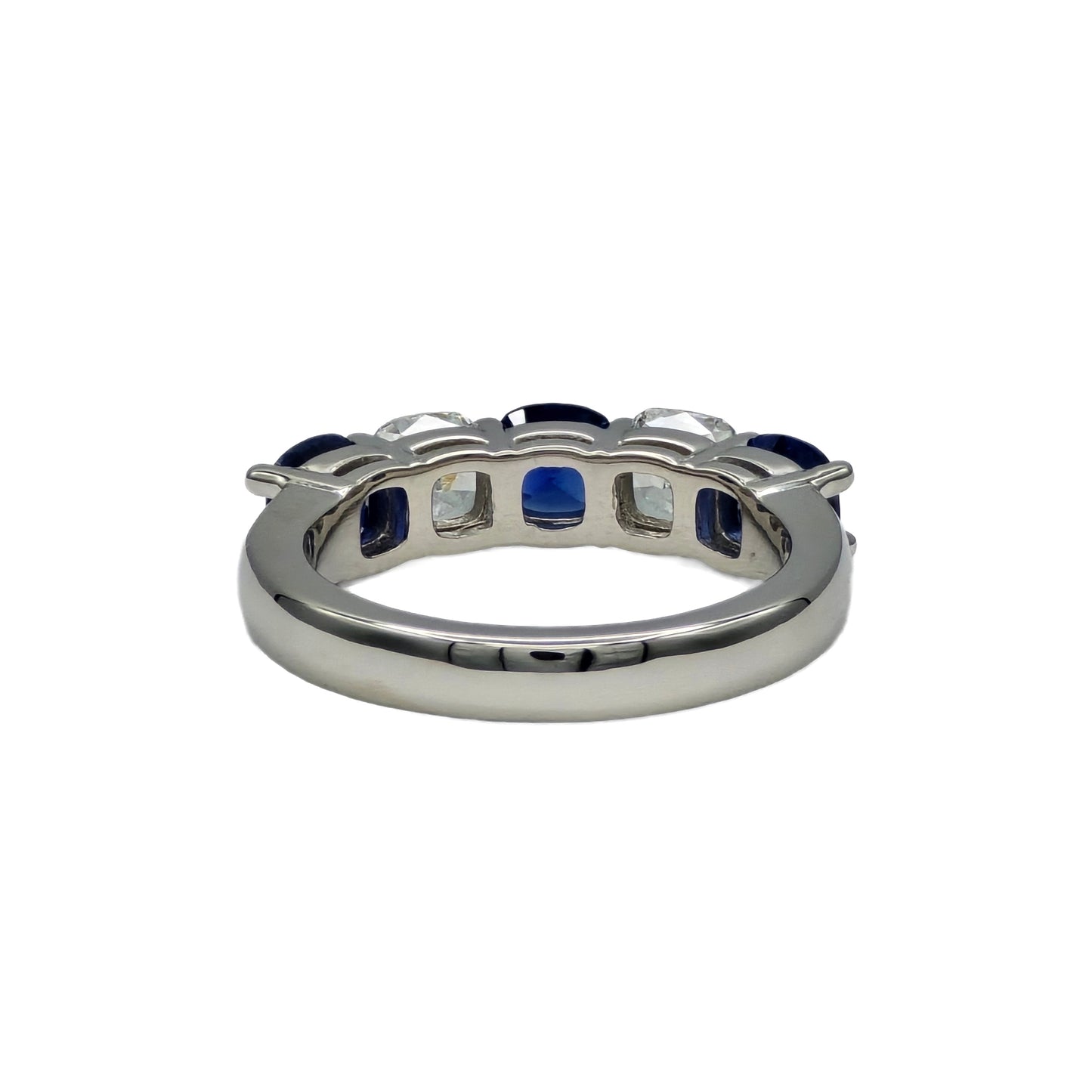 Cushion Cut Sapphire and Diamond Band in Platinum